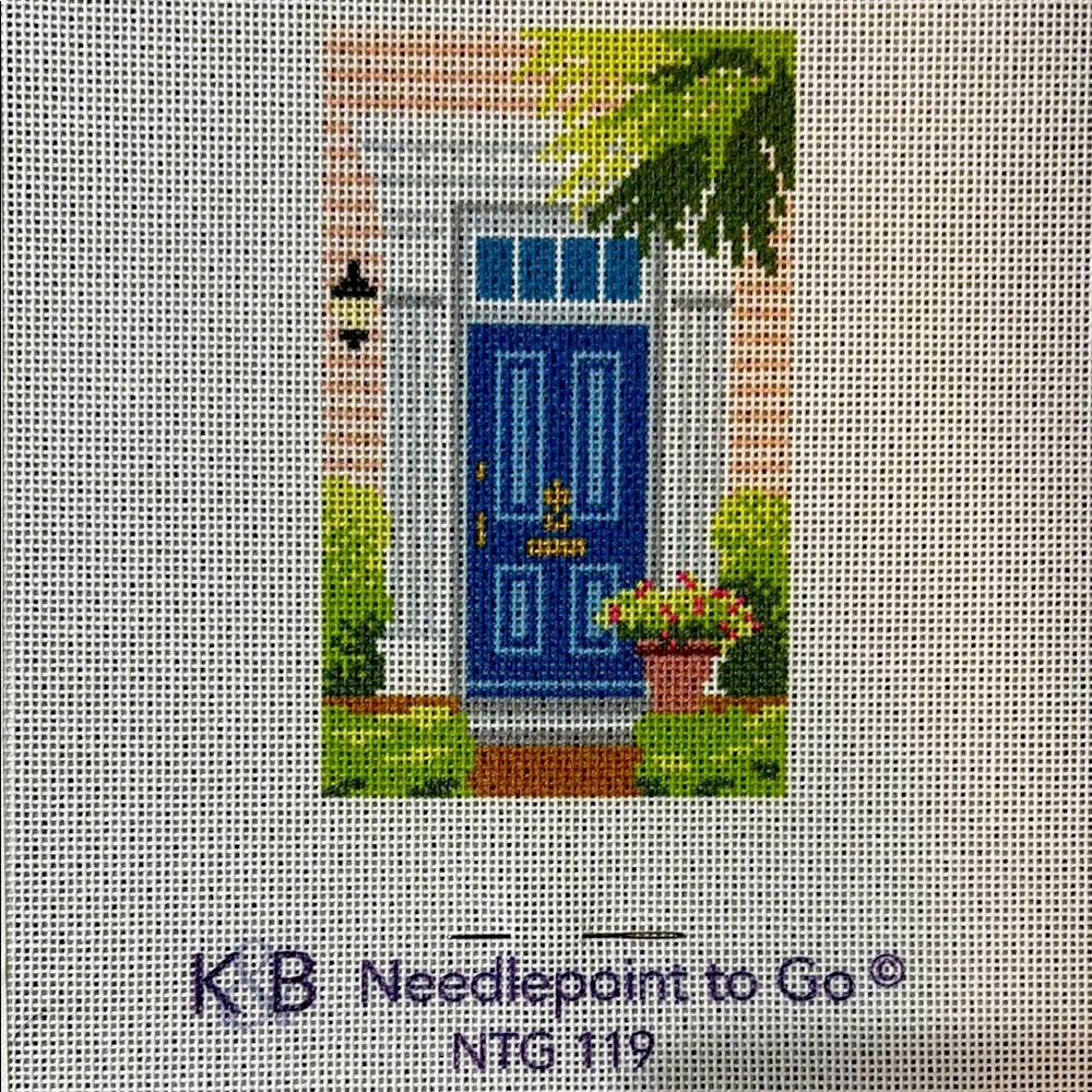 Needlepoint to Go Blue classic Door Canvas, 18 Mesh